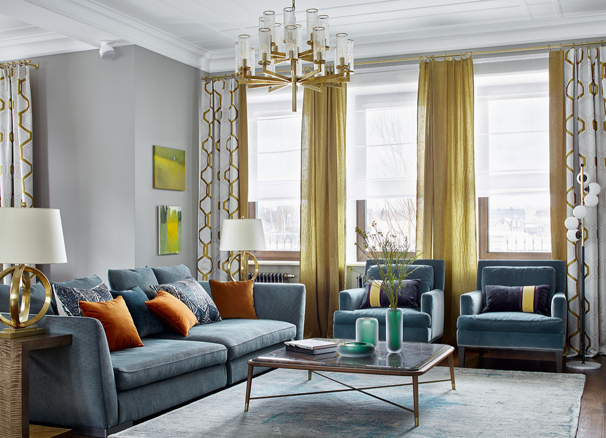 Houzz тур: Дом на Новой Риге с синей библиотекой