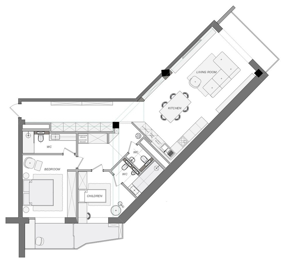 Houzz Казахстан: Квартира со сложной планировкой для мамы и сына