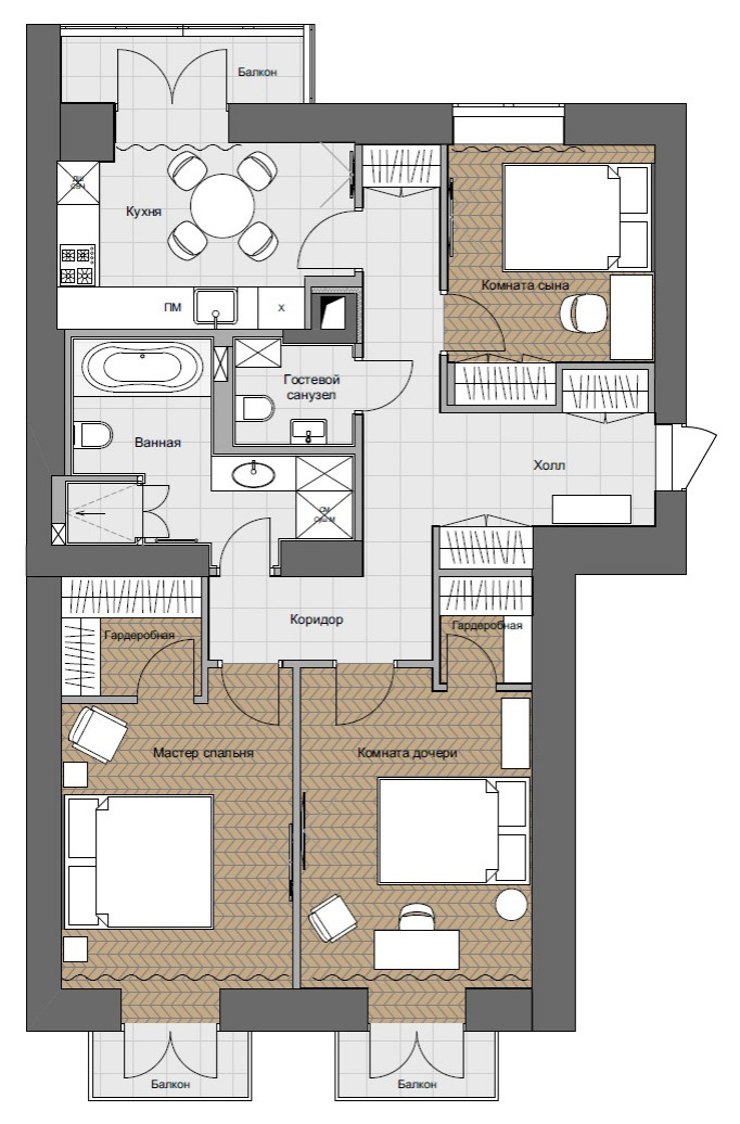 Проект недели: Три спальни в одной квартире