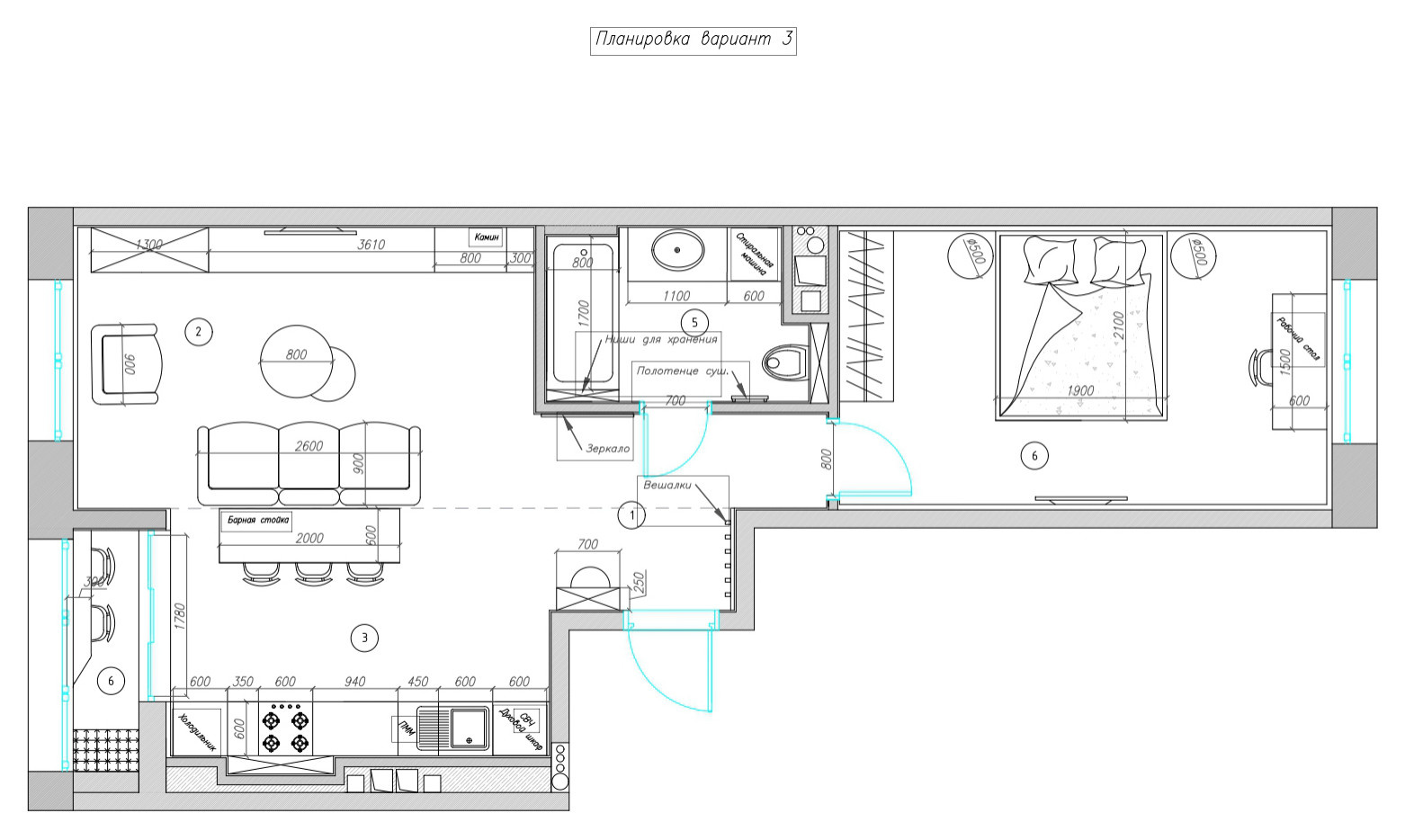 Поиск планировки: 3 варианта + финал для большой «двушки»