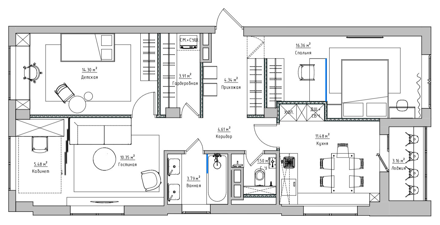 Поиск планировки: Квартира семьи экспатов из Китая [5 планов]