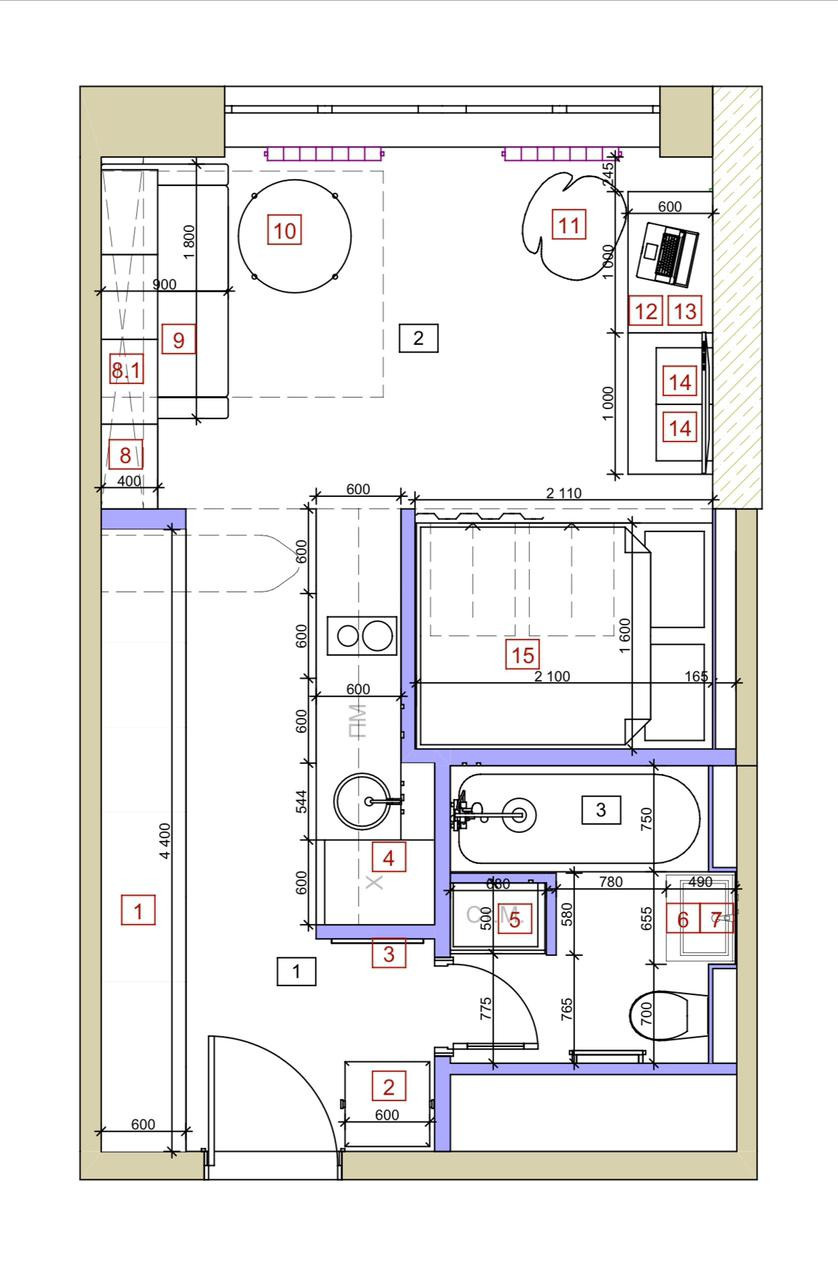 Houzz тур: Квартира 29 кв.м с кухней в коридоре