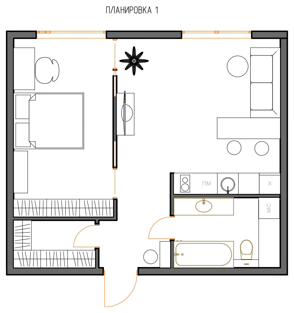 Поиск планировки: 3 плана + финал «евродвушки» для дизайнера