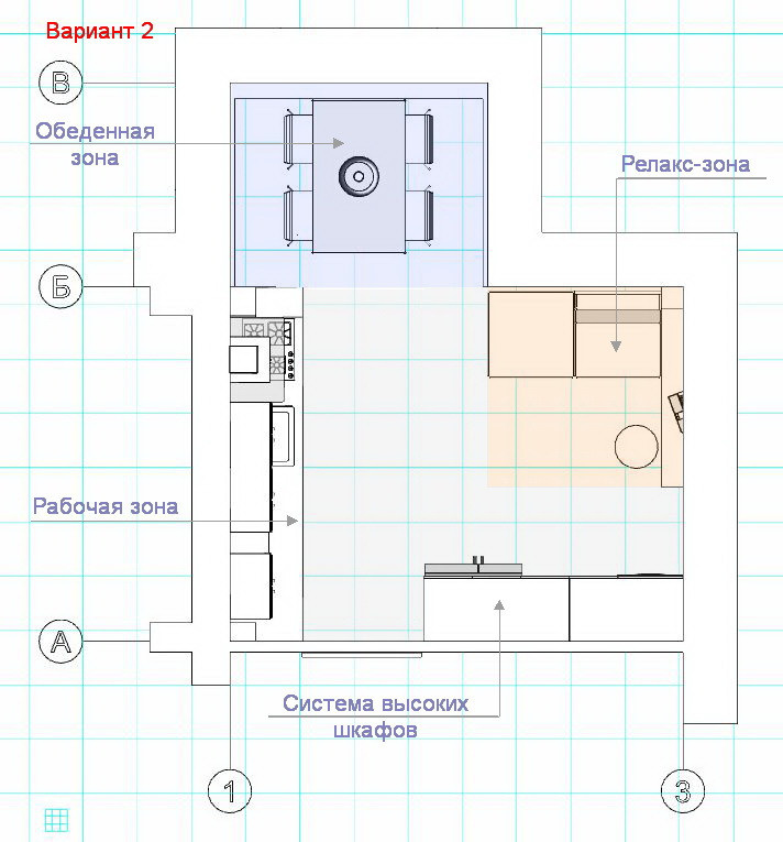 Поиск планировки: Кухня 18 кв.м, для которой сделали 4 плана