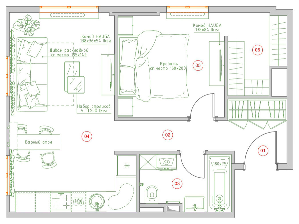 Поиск планировки: 4 плана + финал для апартаментов под сдачу