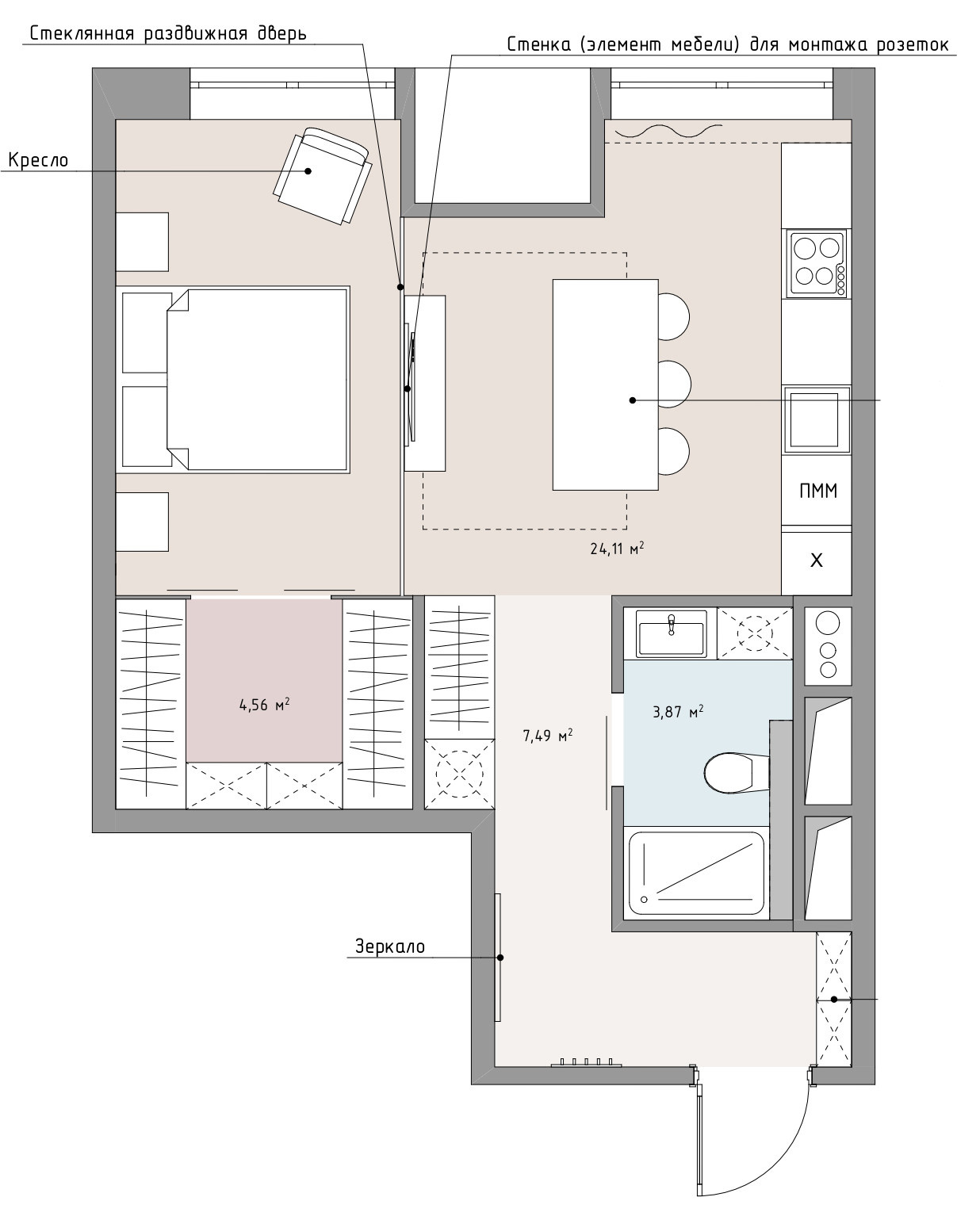 Поиск планировки: «Однушка» для программиста с зоной home office