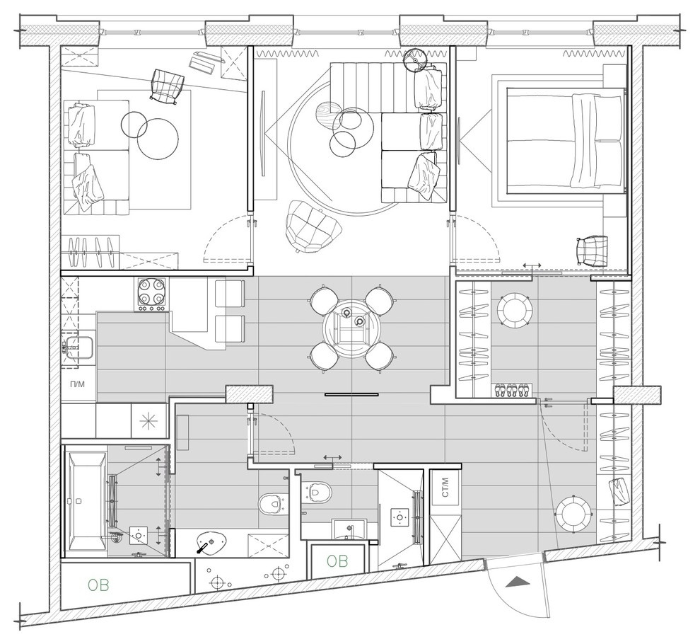 Houzz тур: Забор ПО-2 на стенах в одной московской квартире