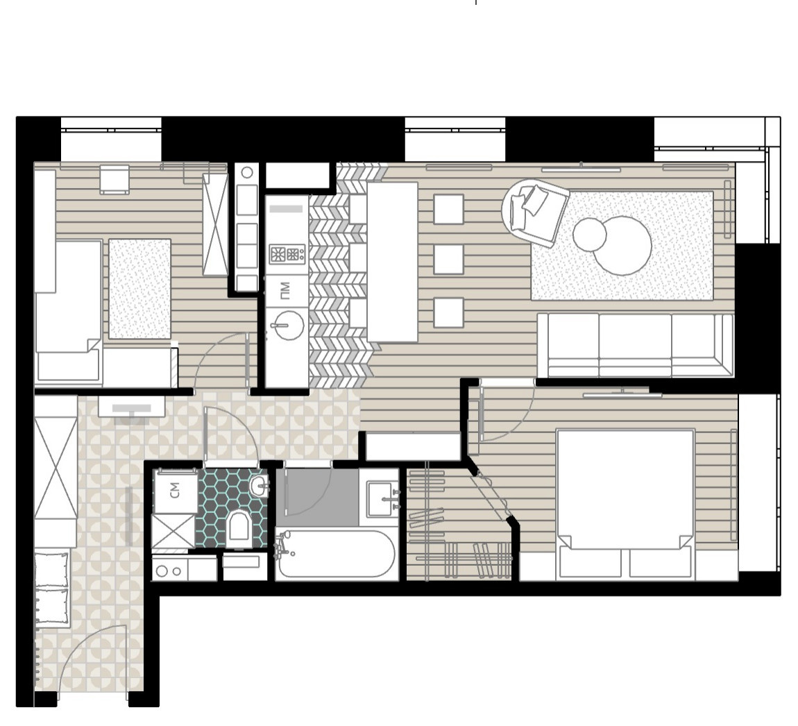 Houzz тур: Апартаменты с солнечной детской и изумрудной ванной