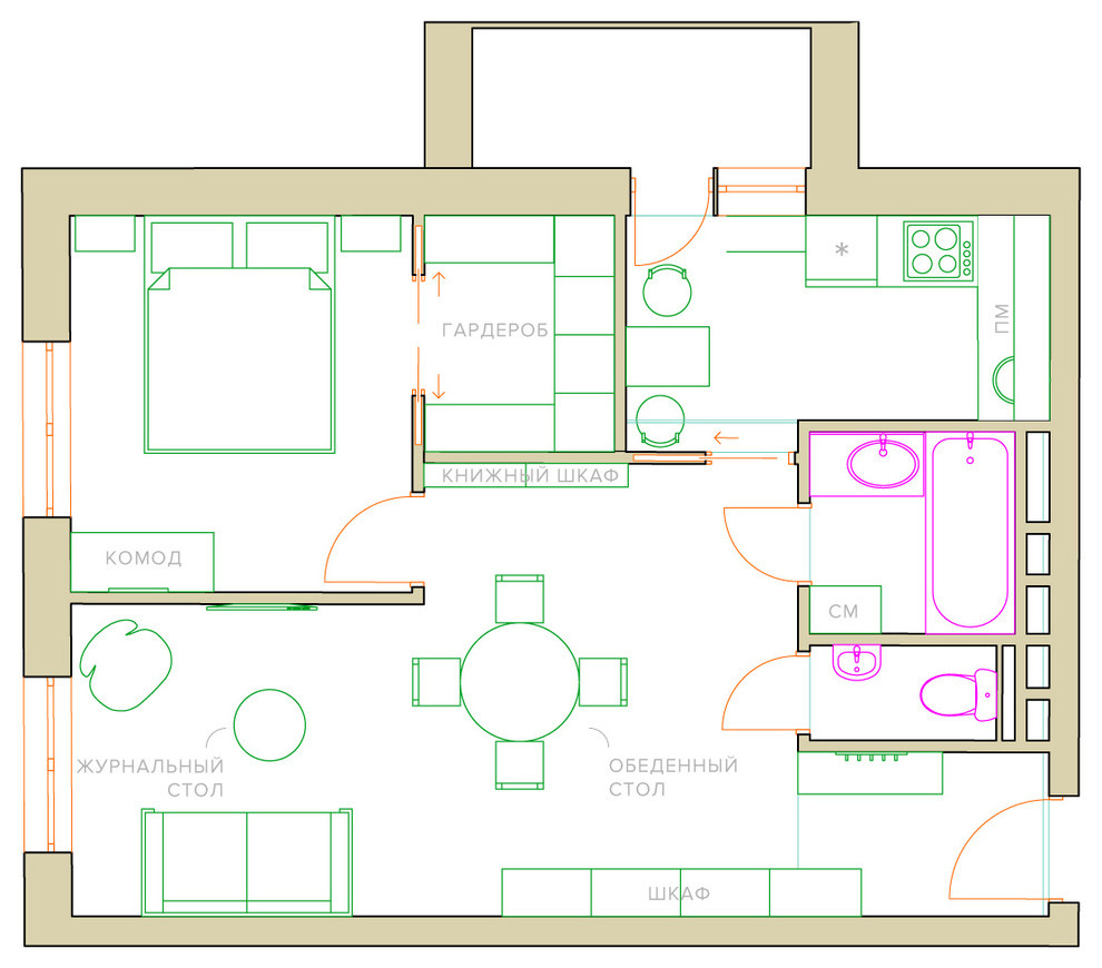 Идеи перепланировки: Две комнаты в брежневском доме серии Тишинская