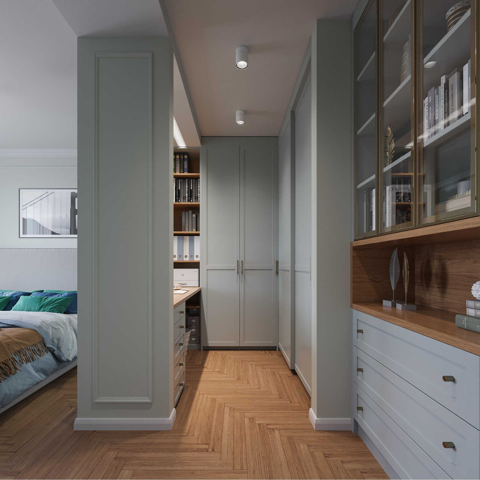 Поиск планировки: «Двушка» с кабинетом и гардеробной [3 плана]