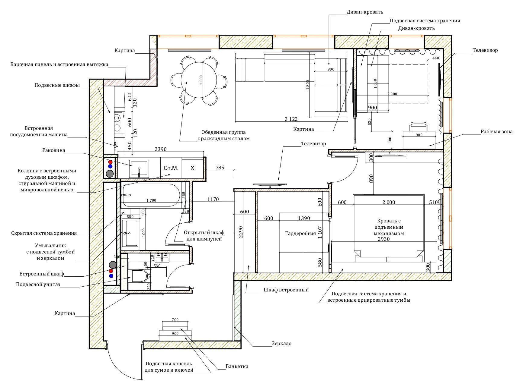 Поиск планировки: 6 вариантов + финал для евротрёшки с кабинетом
