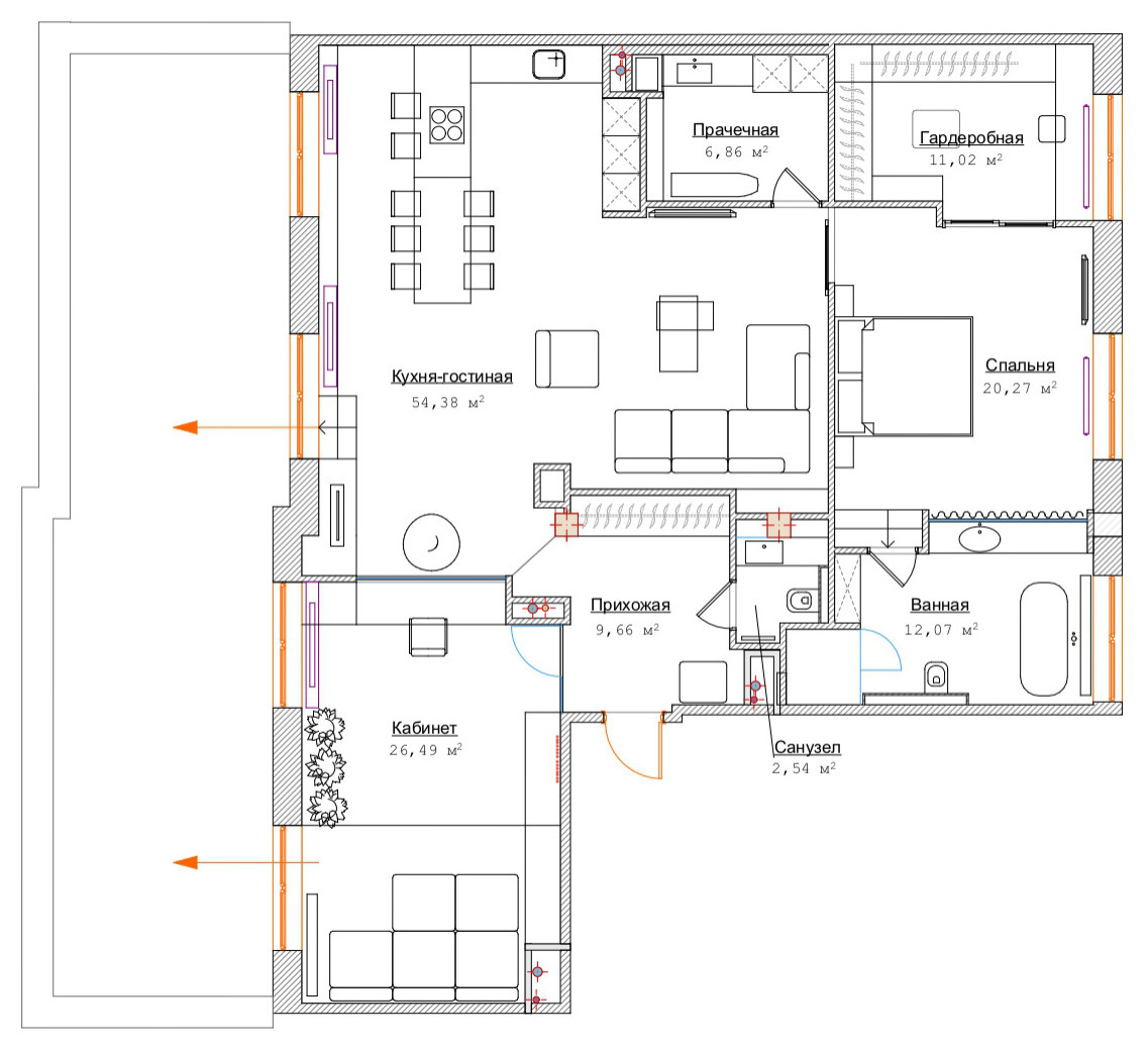 Поиск планировки: Три плана + финал питерской квартиры с террасой