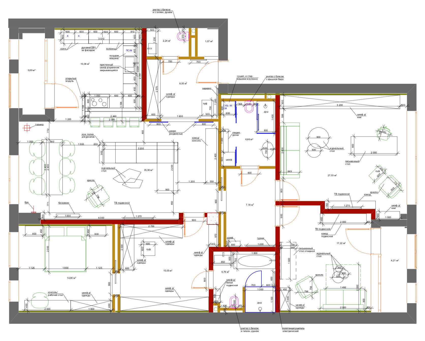 Houzz тур: Квартира с яркими деталями и элементами из латуни