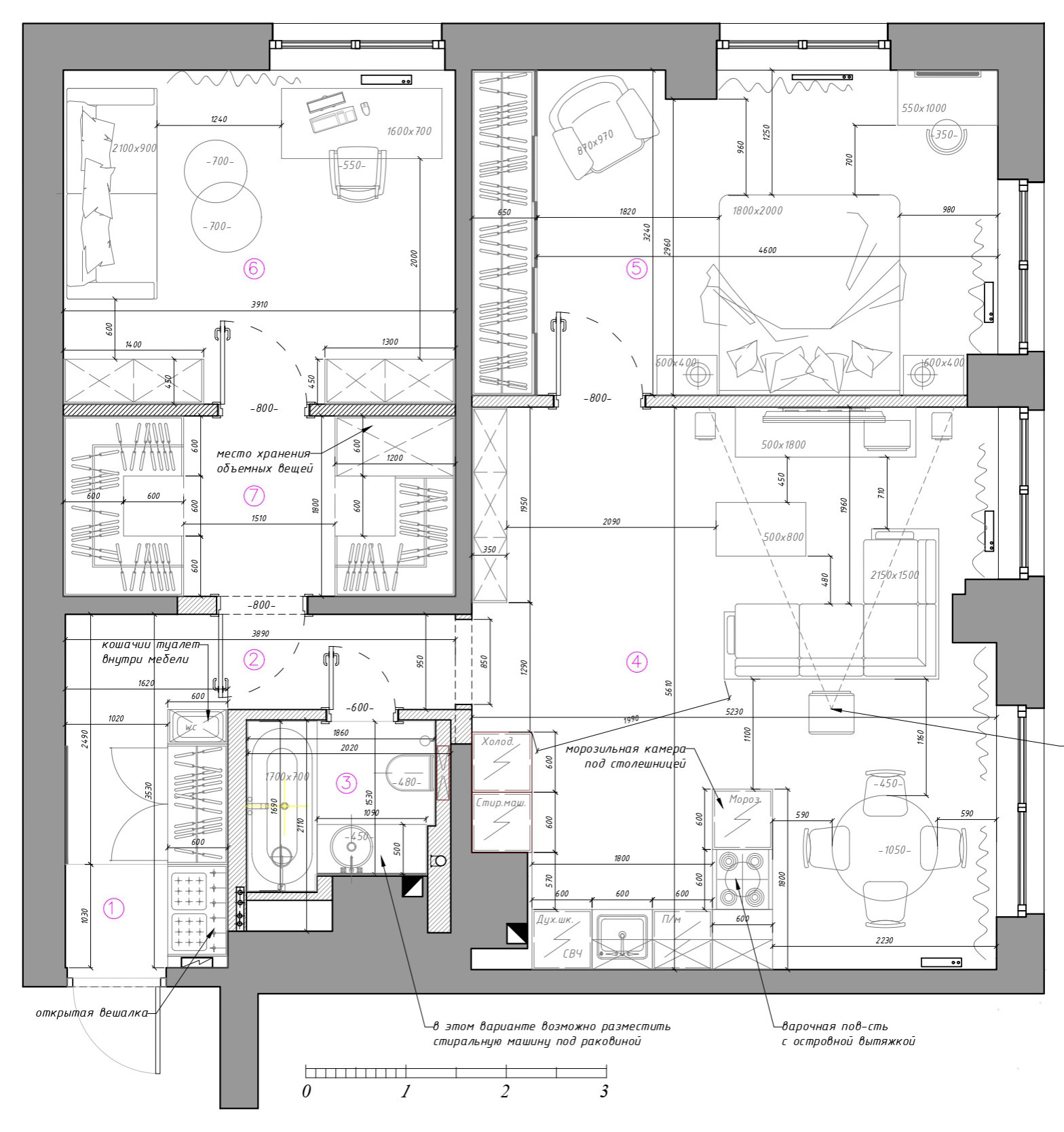 Поиск планировки: Квартира для семейной пары и кота [6 планов]