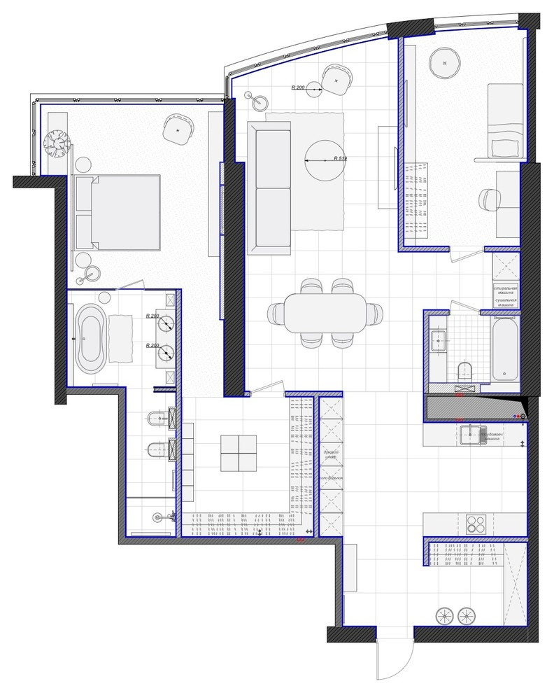 Houzz Украина: Интерьер с голубым гипсом на стенах