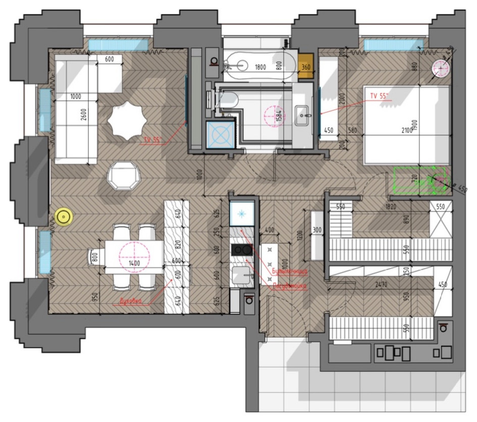 В гостях: Квартира имиджмейкера — с зеркальной кухней и винтажем