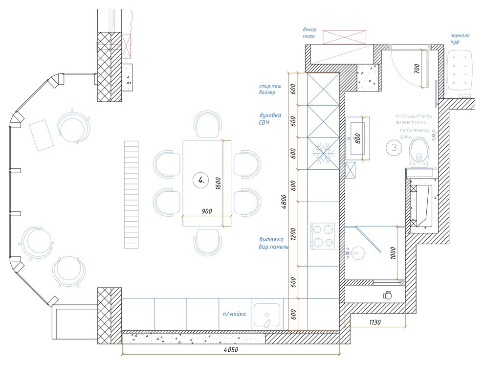 Проект недели: Графитовая кухня со столешницей-скамьей