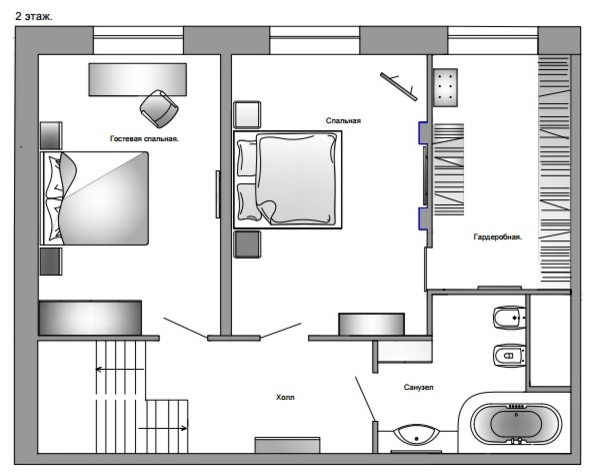 Houzz тур: Оттенки синего и блеск зеркал в двухуровневой квартире