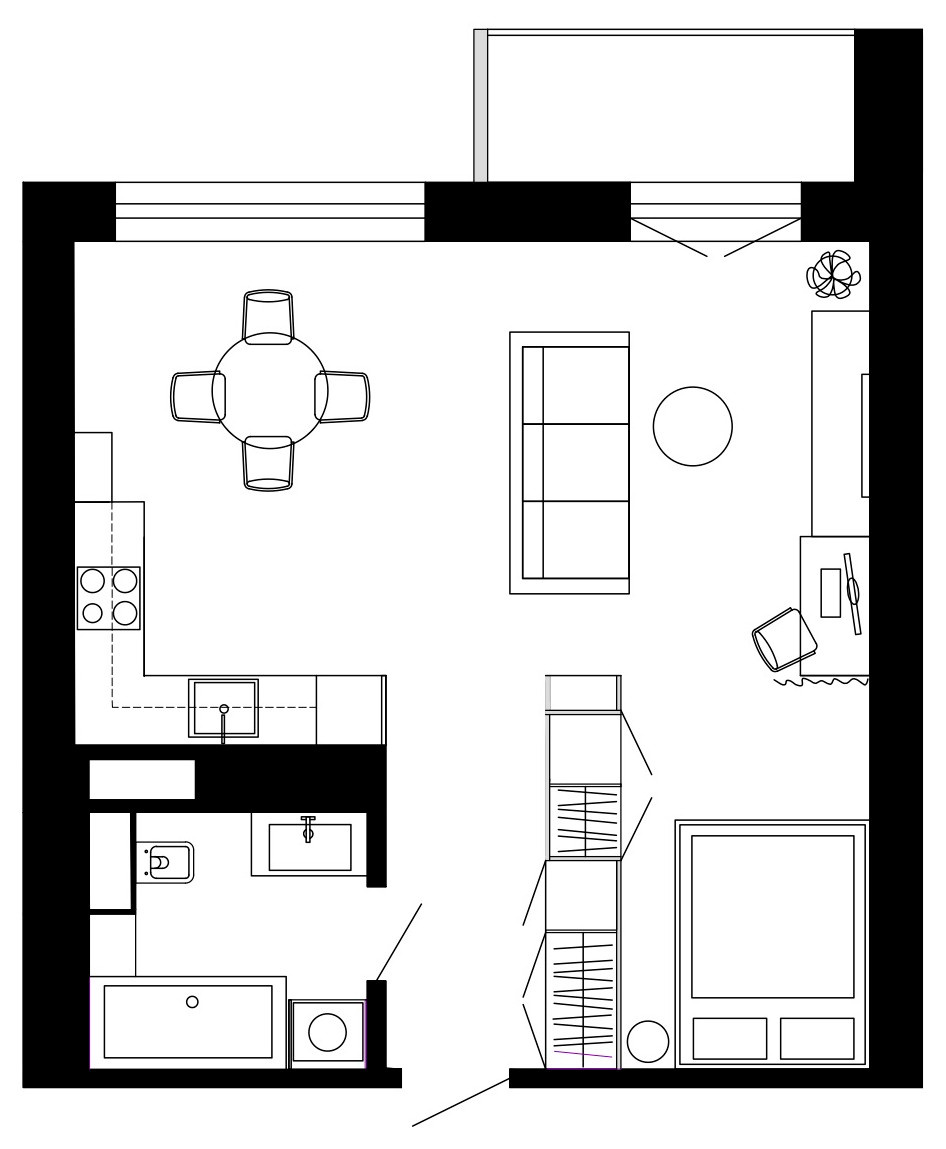 Houzz Беларусь: Квартира со шкафом, функциональным с трех сторон