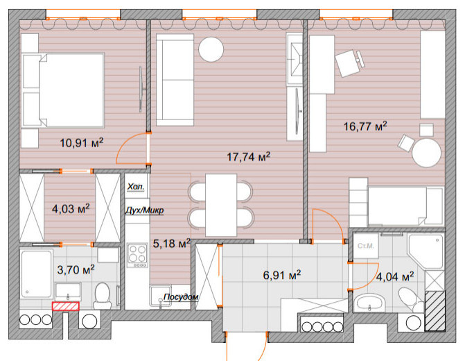 Поиск планировки: 3 плана + финал для семейной «евродвушки»