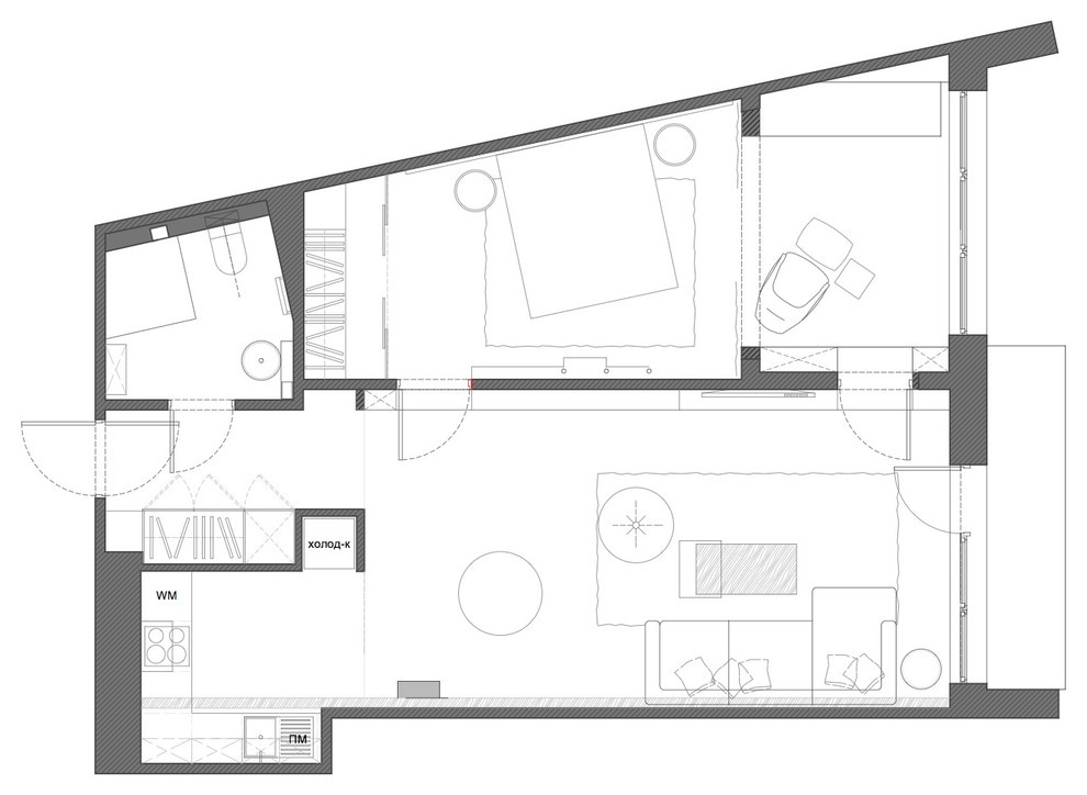Houzz Латвия: Командировочная квартира на речном побережье
