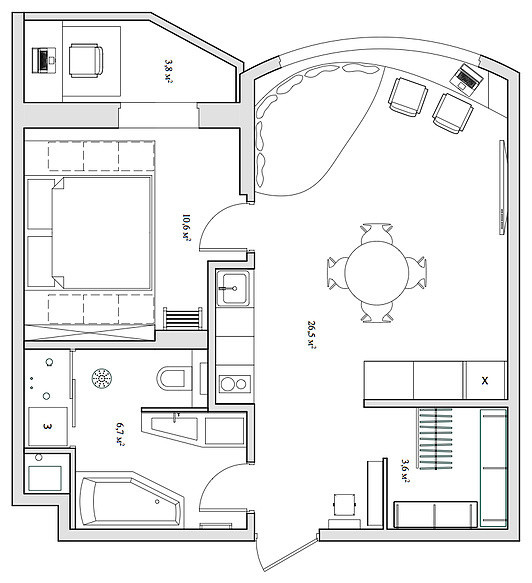 Houzz тур: Бетонный лофт в однокомнатной квартире в Красногорске