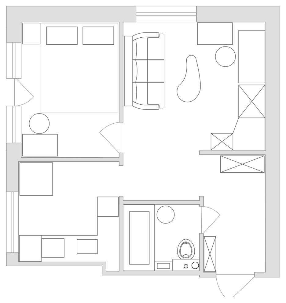 В гостях: Две комнаты и два кабинета в квартире площадью 31 кв.м
