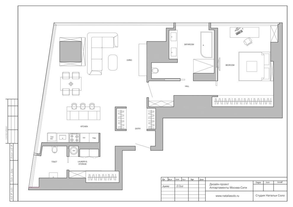 Houzz тур: Квартира с кубом-библиотекой на 26 этаже в Сити