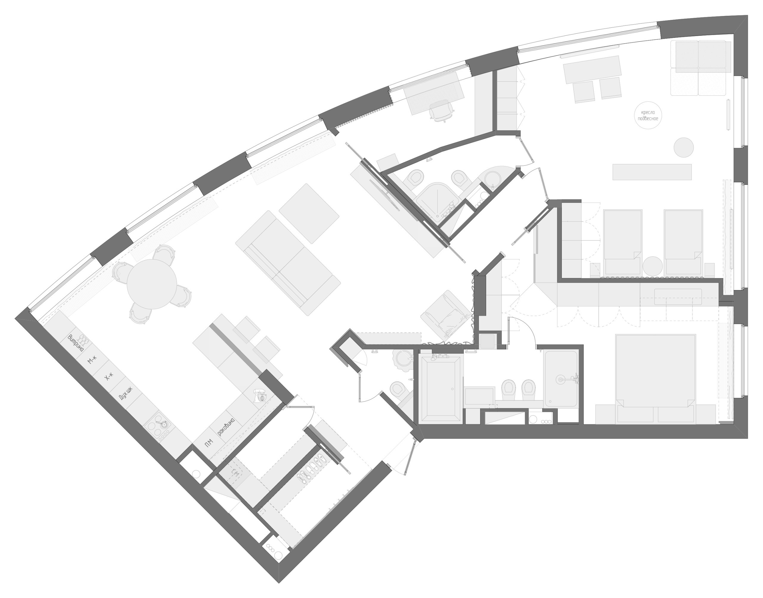 Кухня недели: с зеркальным шкафом вместо фартука