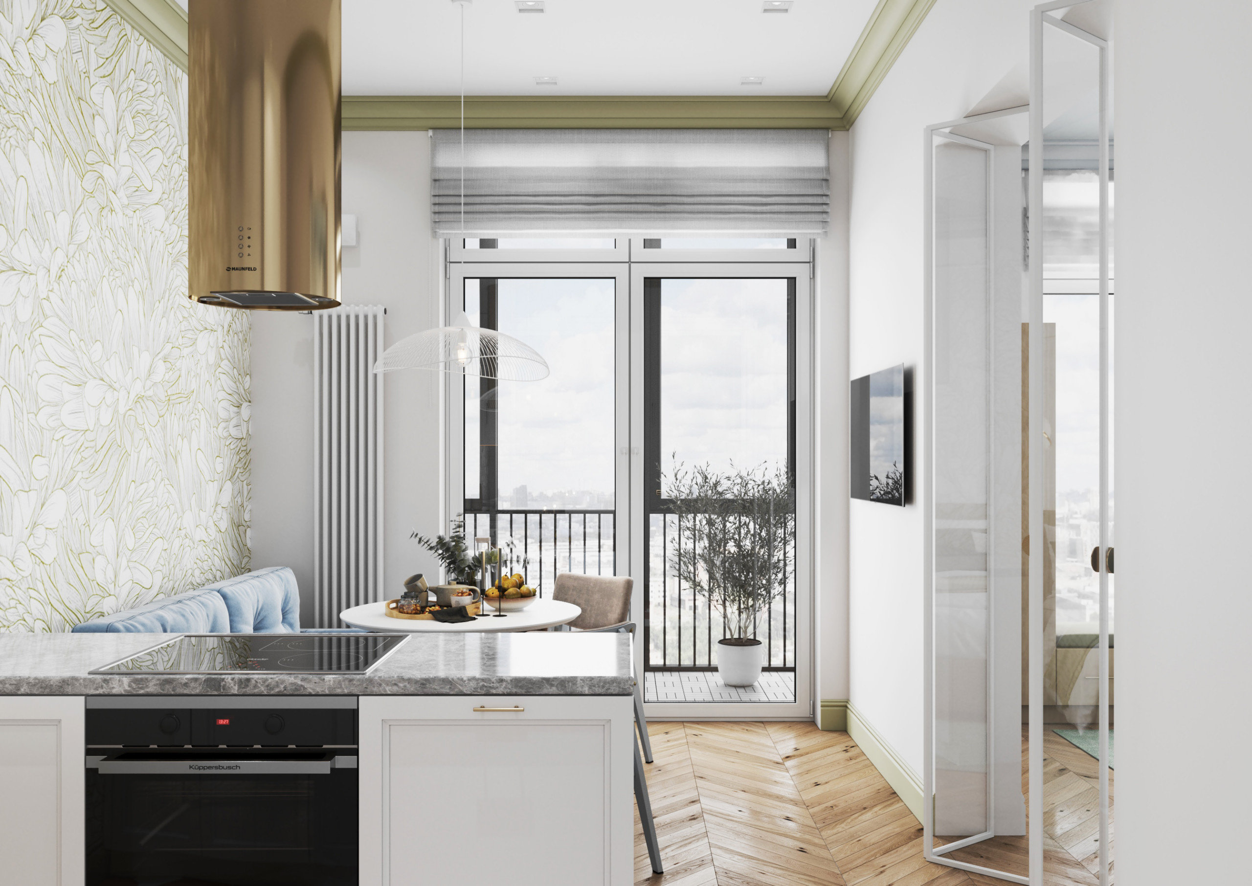 Поиск планировки: 46 кв.м с кухонным островом [6 вариантов]