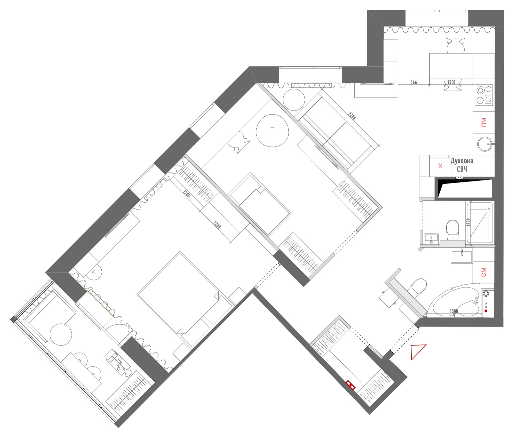 Поиск планировки: Евродвушка, где едва нашли место для гостиной
