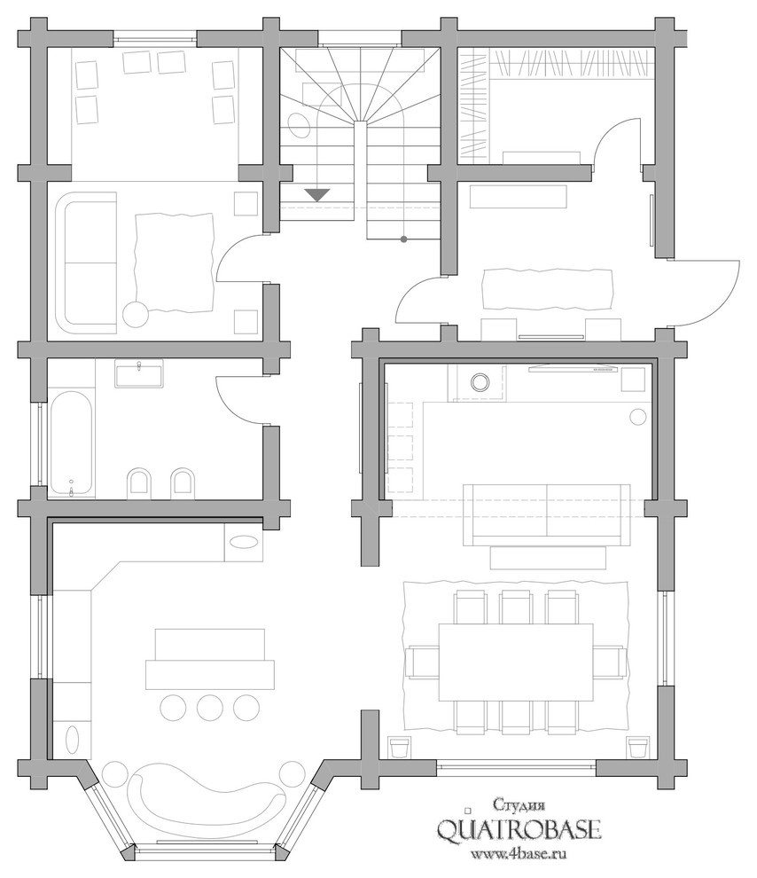 Houzz тур: Лофт в бревенчатом (!) доме