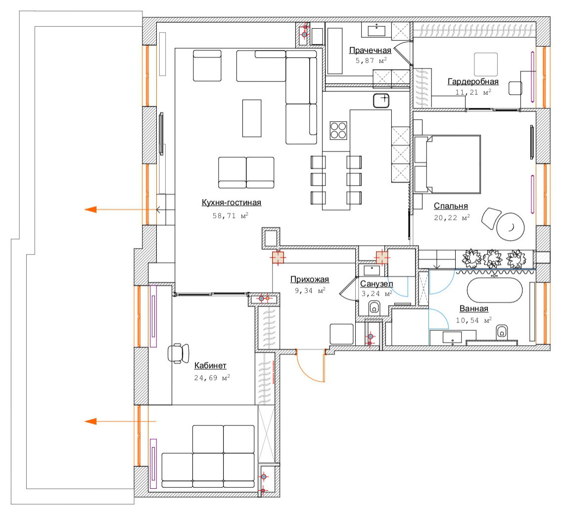 Поиск планировки: Три плана + финал питерской квартиры с террасой