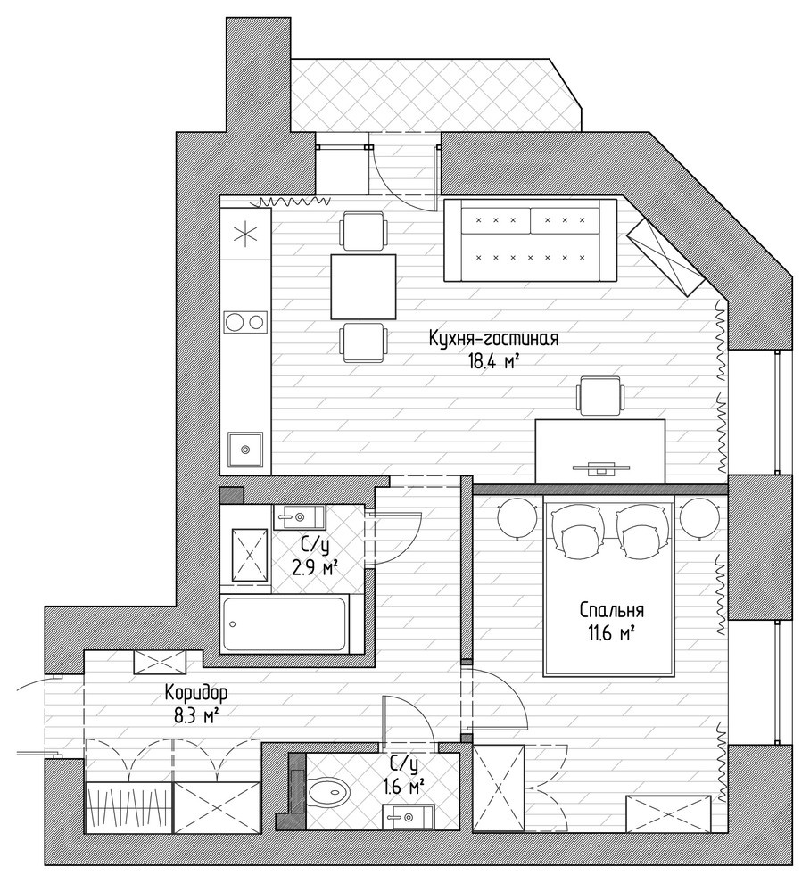 Есть решение: 8 вариантов кухни 18 кв.м