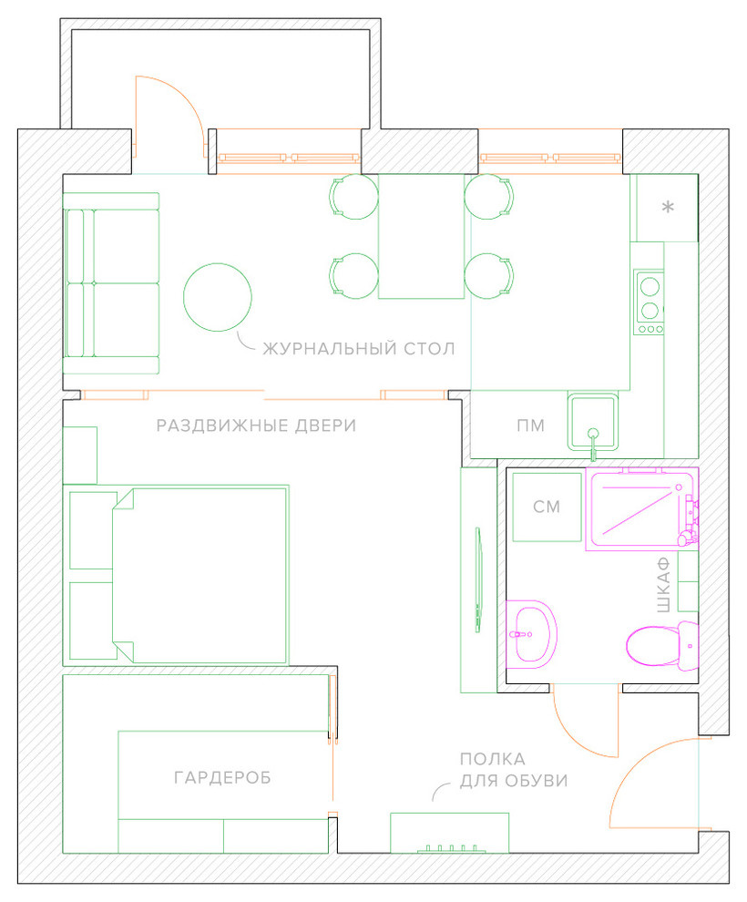 Перепланировка однокомнатной хрущевки: 5 вариантов