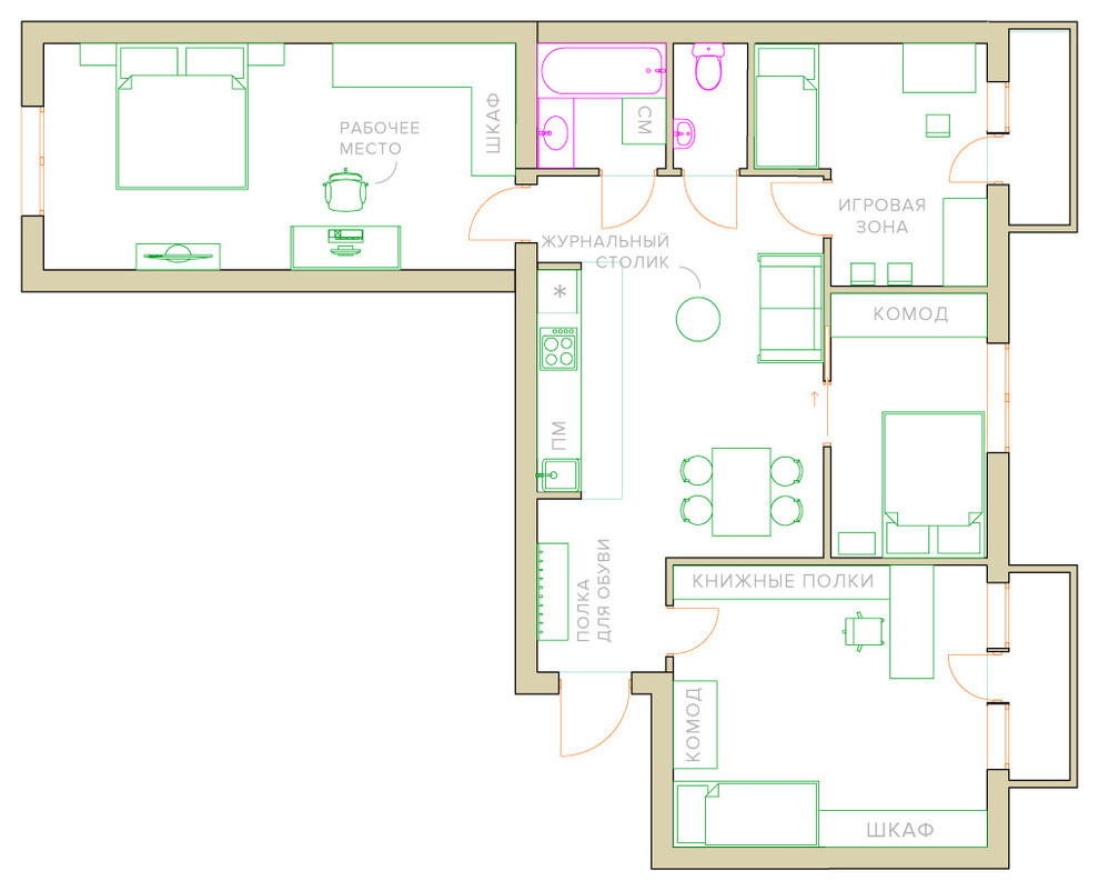 Идеи перепланировки: Три варианта трехкомнатной квартиры в доме II-08