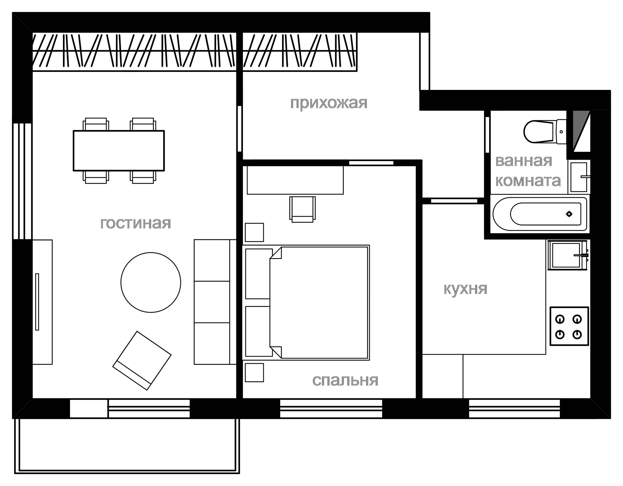 Перепланировка: Модернизация двухкомнатной квартиры в хрущевке 1-515/5