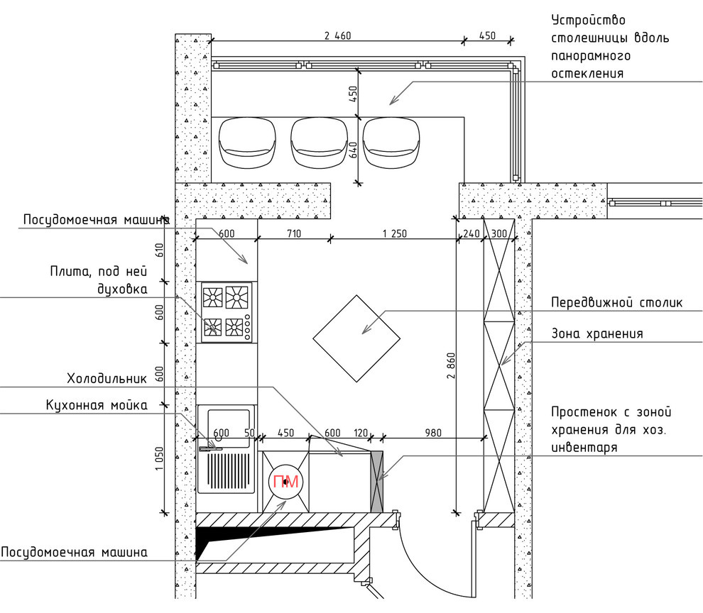 Как правильно: Планировка узкой кухни