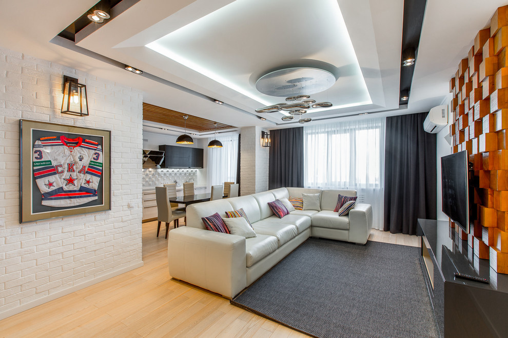 Дизайн потолка в зале