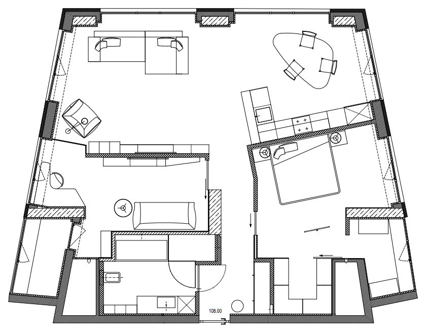 Houzz Украина: Минимализм и ломаные линии в квартире для двоих