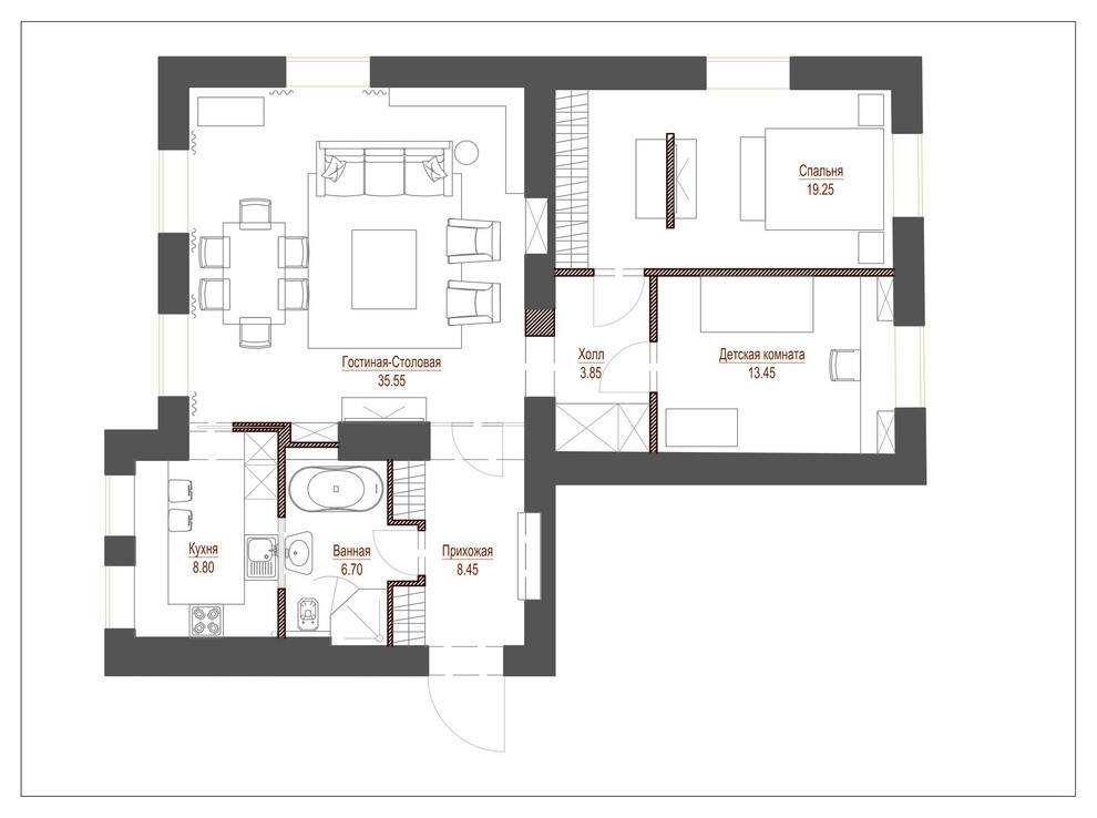 Houzz тур: Бывшая коммуналка в Петергофе