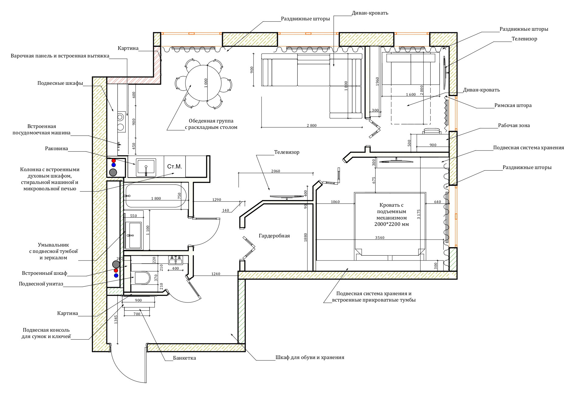Поиск планировки: 6 вариантов + финал для евротрёшки с кабинетом