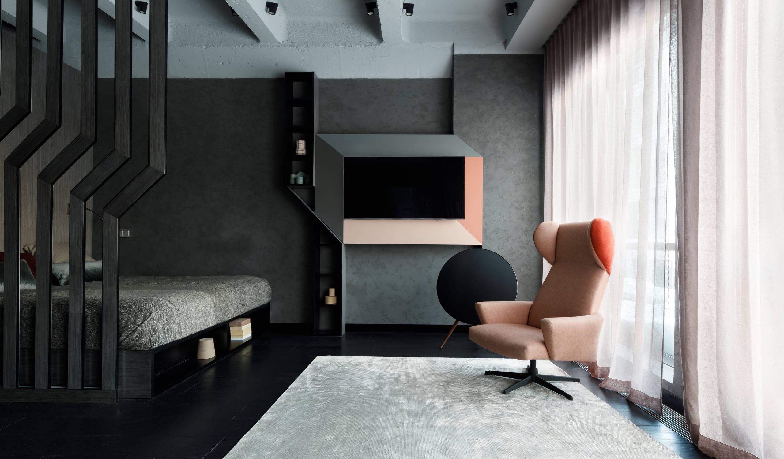 Houzz тур: 40 кв.м — студия в тёмных тонах