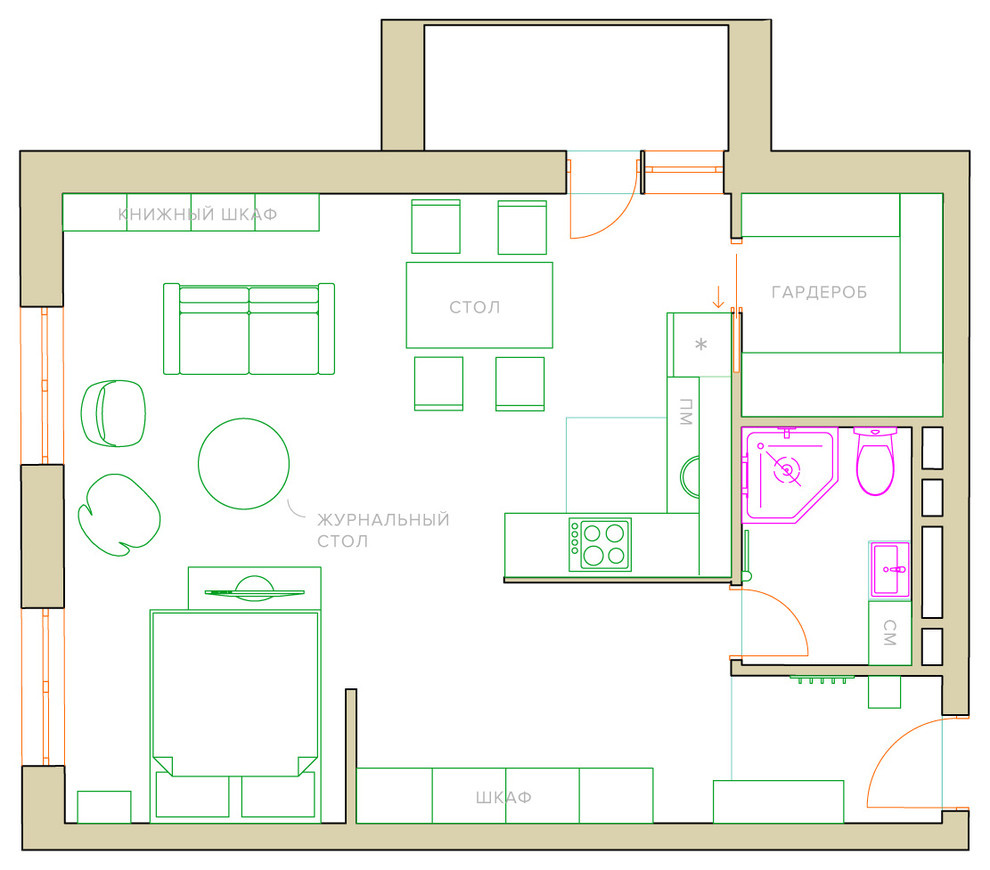 Идеи перепланировки: Две комнаты в брежневском доме серии Тишинская