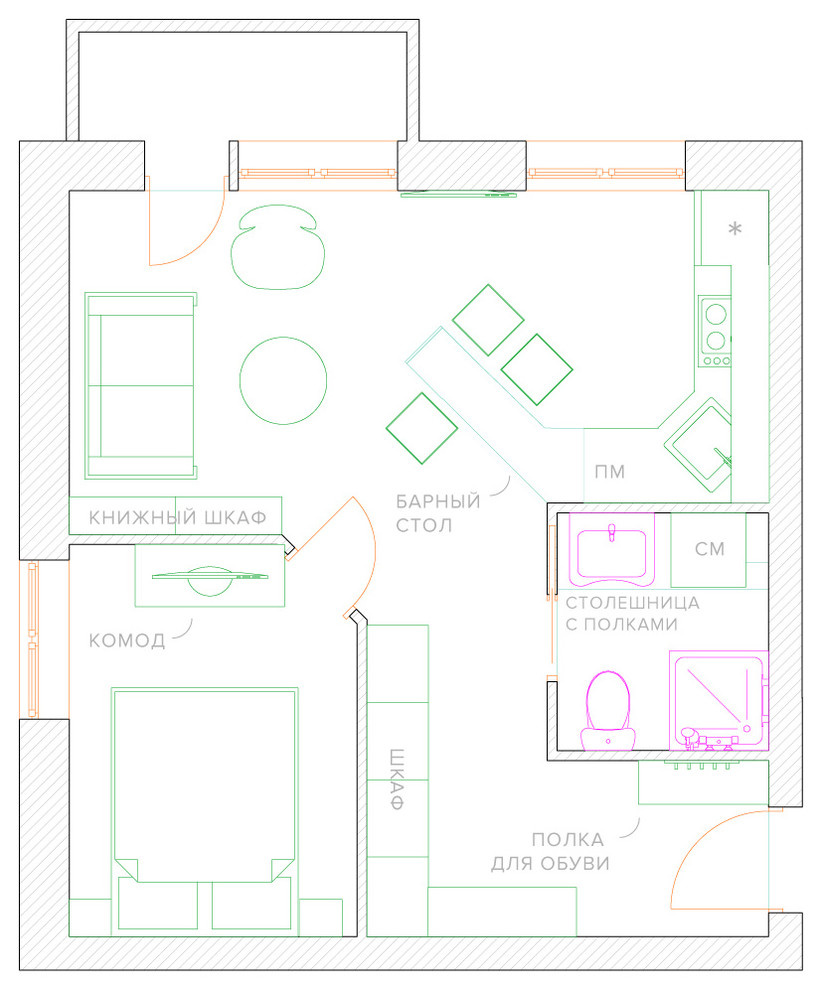 Перепланировка однокомнатной хрущевки: 5 вариантов