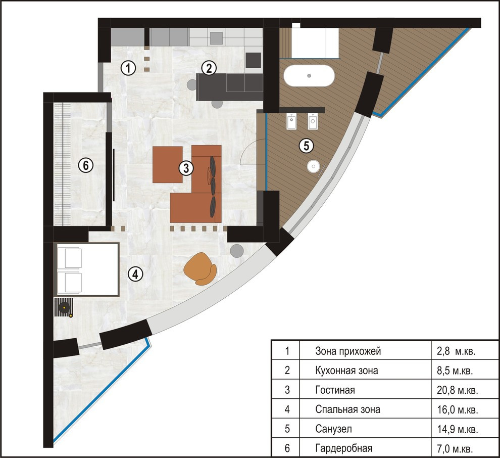 Houzz тур: Треугольная квартира в Новосибирске без стереотипов