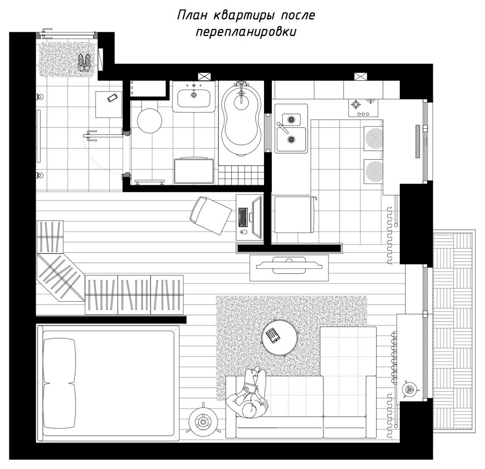 В закладки: Однокомнатная квартира 30 кв.м — 6 решений