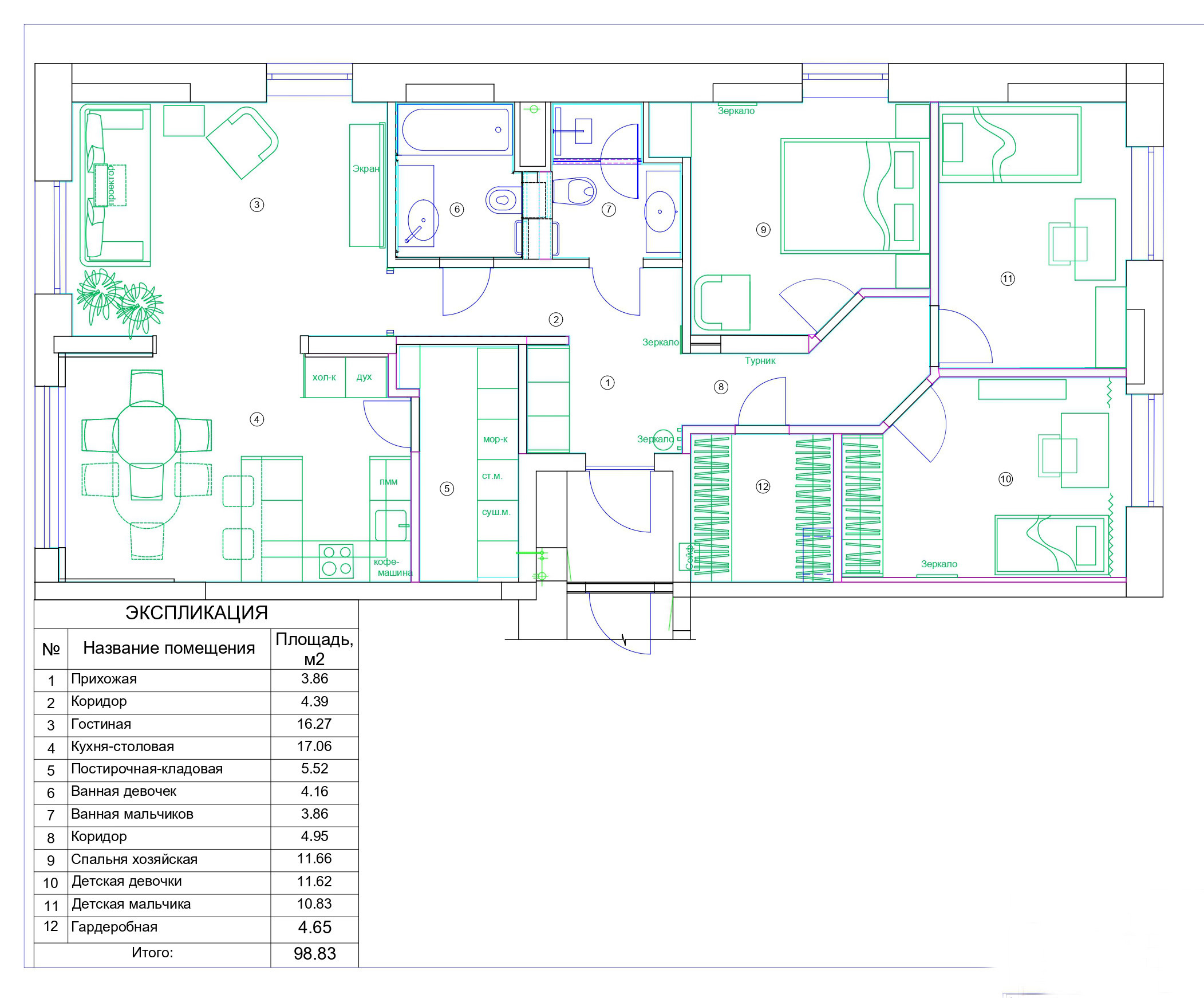 Поиск планировки: 14 вариантов (мы серьезно) + финал для 99 кв.м