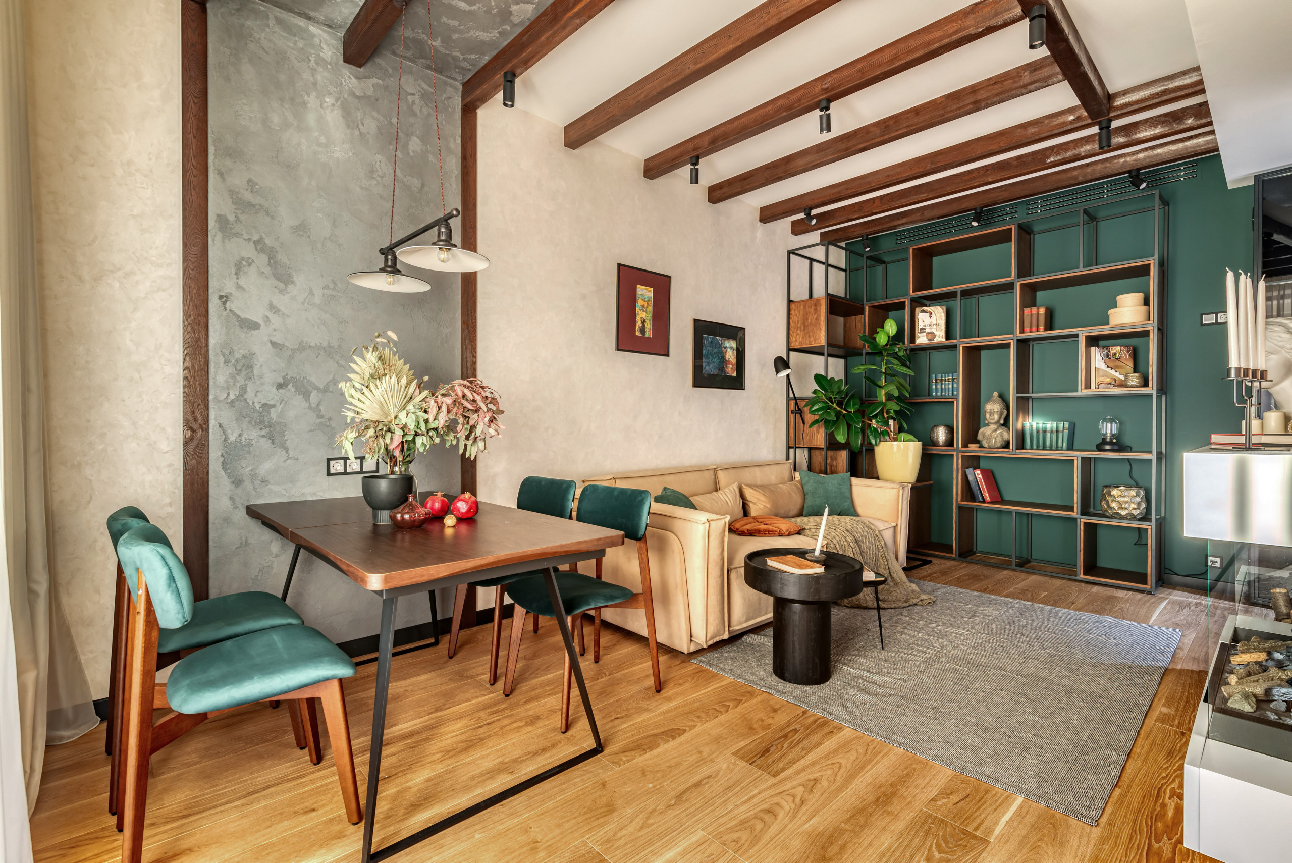 Проект недели: Кухня-гостиная с брутальными материалами