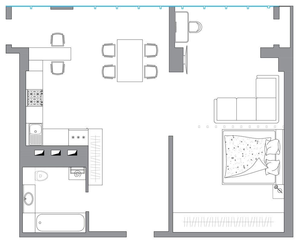 Есть решение: Кухня, заходящая за угол